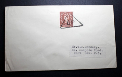 Triangle Postmarks Barnstaple, Devon 'BP' hand stamped Triangle postmark cover ...