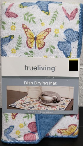 Kitchen Reversible Dish Drying Mat (16"x18") MULTICOLOR BUTTERFLIES & LEAVES, TL - Picture 2 of 10