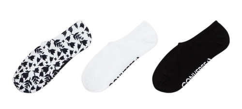 Converse Women's Flat Knit Ultra Low Socks (Contrast Craft Floral Black/White) - Picture 3 of 3