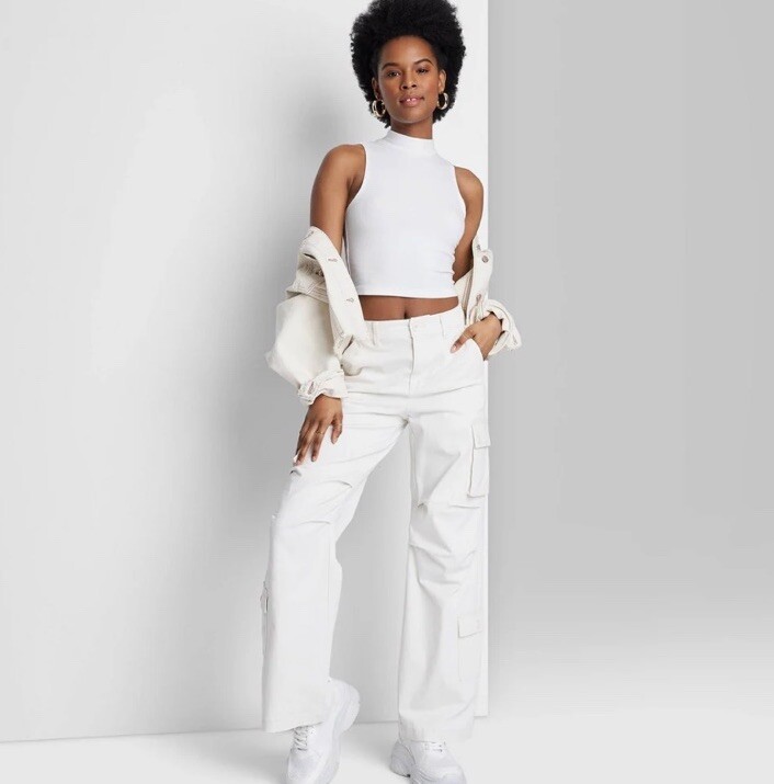 マノフ MANOF Ca/Si TURTLE CUT TOPS （WHITE） Off-White Turtleneck Top Mesh Shoulder Panel - Maria Top