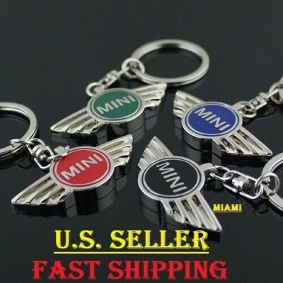 3 X All Metal Car Logo Wing Shape Keychain Key Ring For Mini Cooper RANDOM COLOR