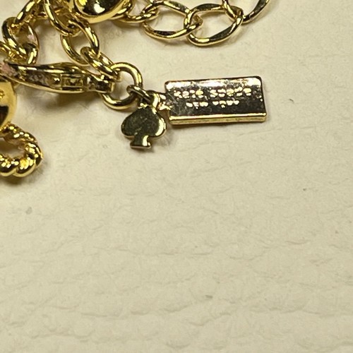 KATE SPADE Parisian Lights 12k plated Charm Bracelet Eiffel Tower Pouch BOW beau - Picture 3 of 4