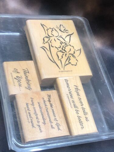STAMPIN UP WOOD MOUNTED Rubber PEACE AND COMFORT Stamp Set RARE