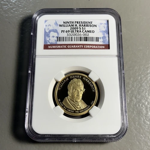 2009 S NGC PF69 Ultra Cameo William H. Harrison Presidential Dollar Coin Proof