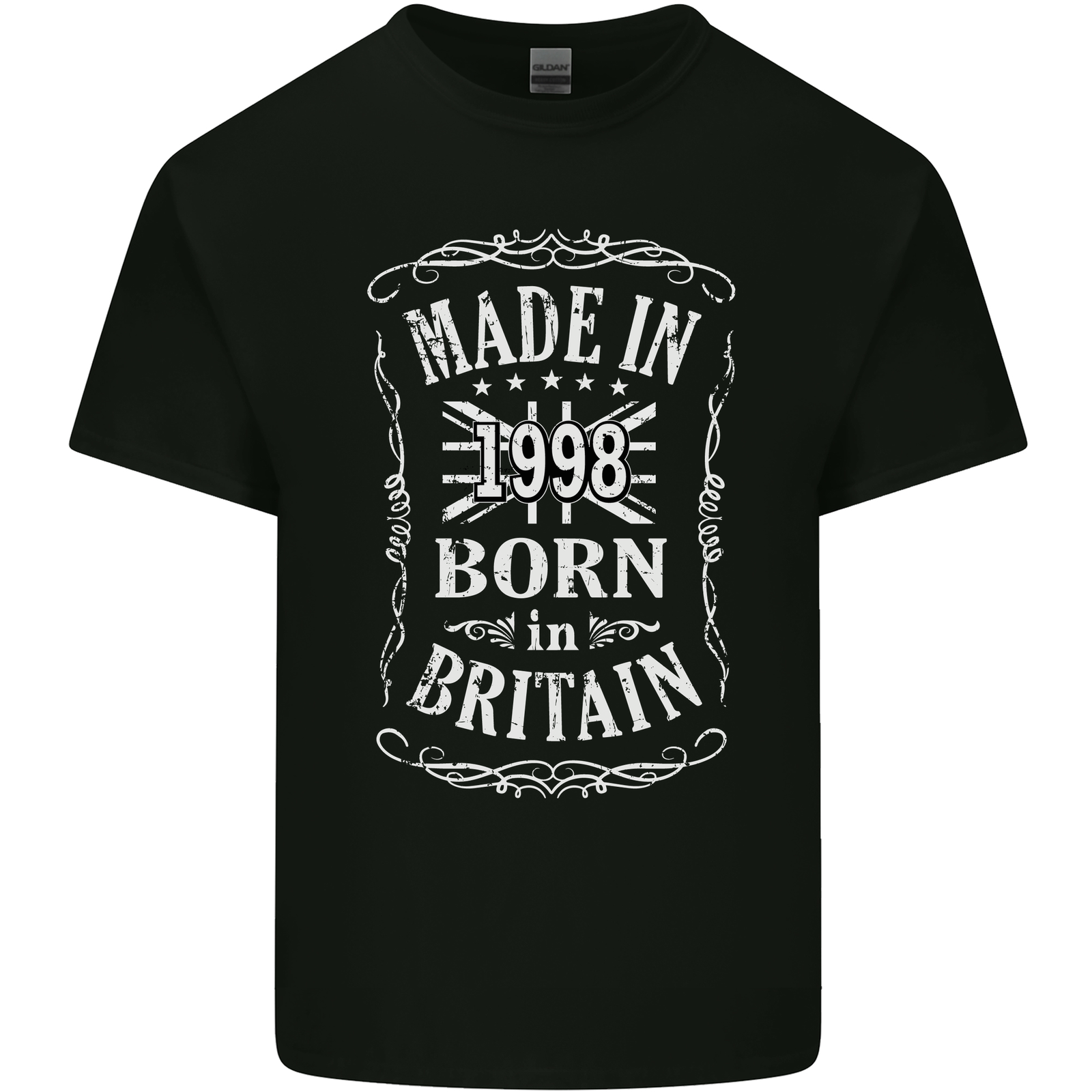 Born In Britain 25th Birthday Made 1998 Mens Cotton T-Shirt Tee Top