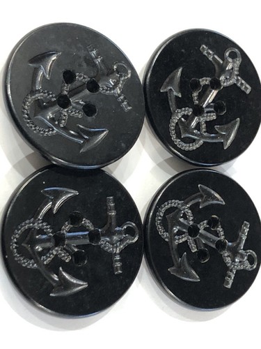 1- U S Navy Pea Coat Button Anchor Black Plastic Military Service Vintage NICE - Picture 4 of 7