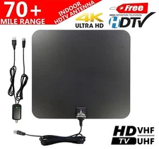 70+ Mile Indoor VHF/UHF 4K/1080P HD Digital TV Antenna w/Amplified Booster
