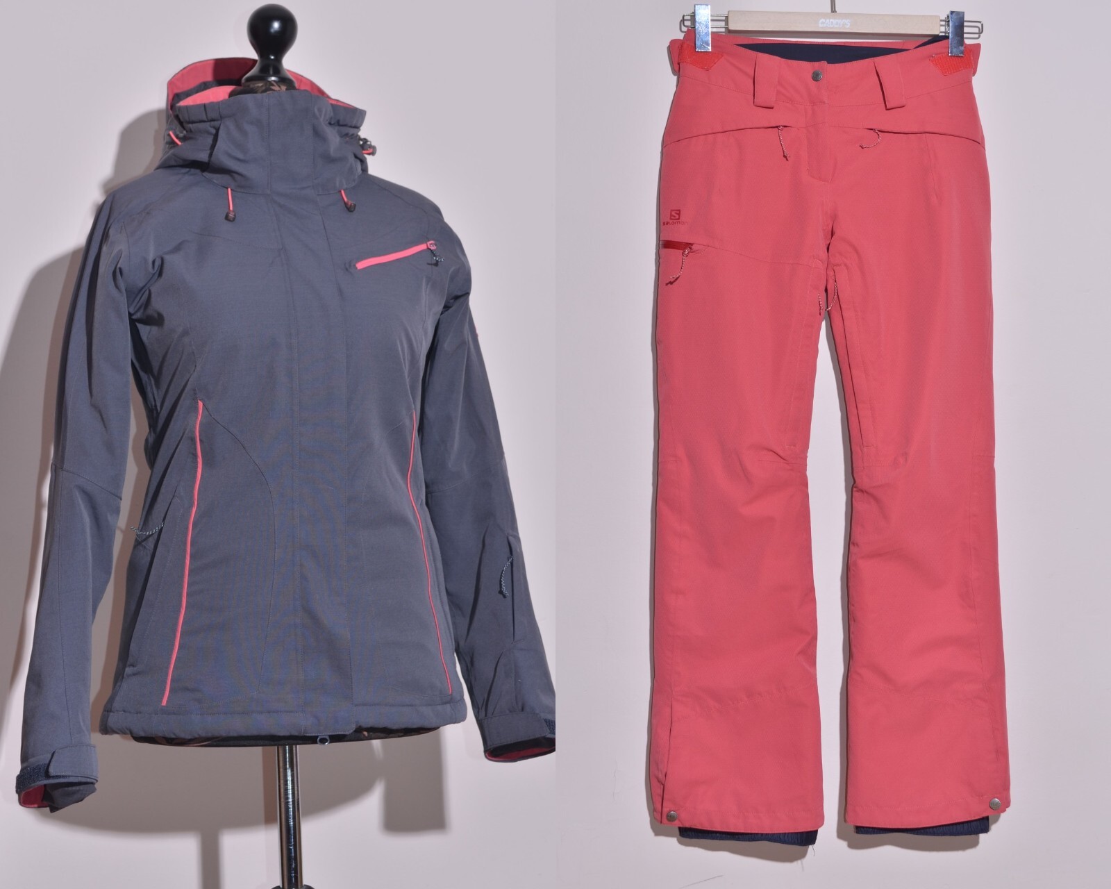 Salomon Giacca Sci Snowboard Pantalone Grigio Rosa Outfit Donna Taglia S