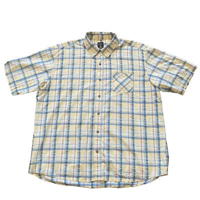 Redhead Mens Shirt size 2XL Yellow Plaid Short Sleeve Button Down Pockets