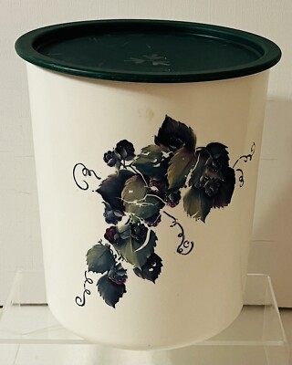 Tupperware 13 Cup Canister Green Easy Off Lid One Touch Reminder 2418 Berry Leaf