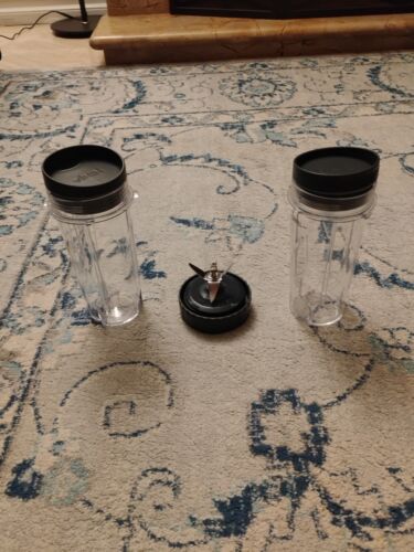 2 Ninja Blender BL770 16 oz Blender Cups With Lids & Blade