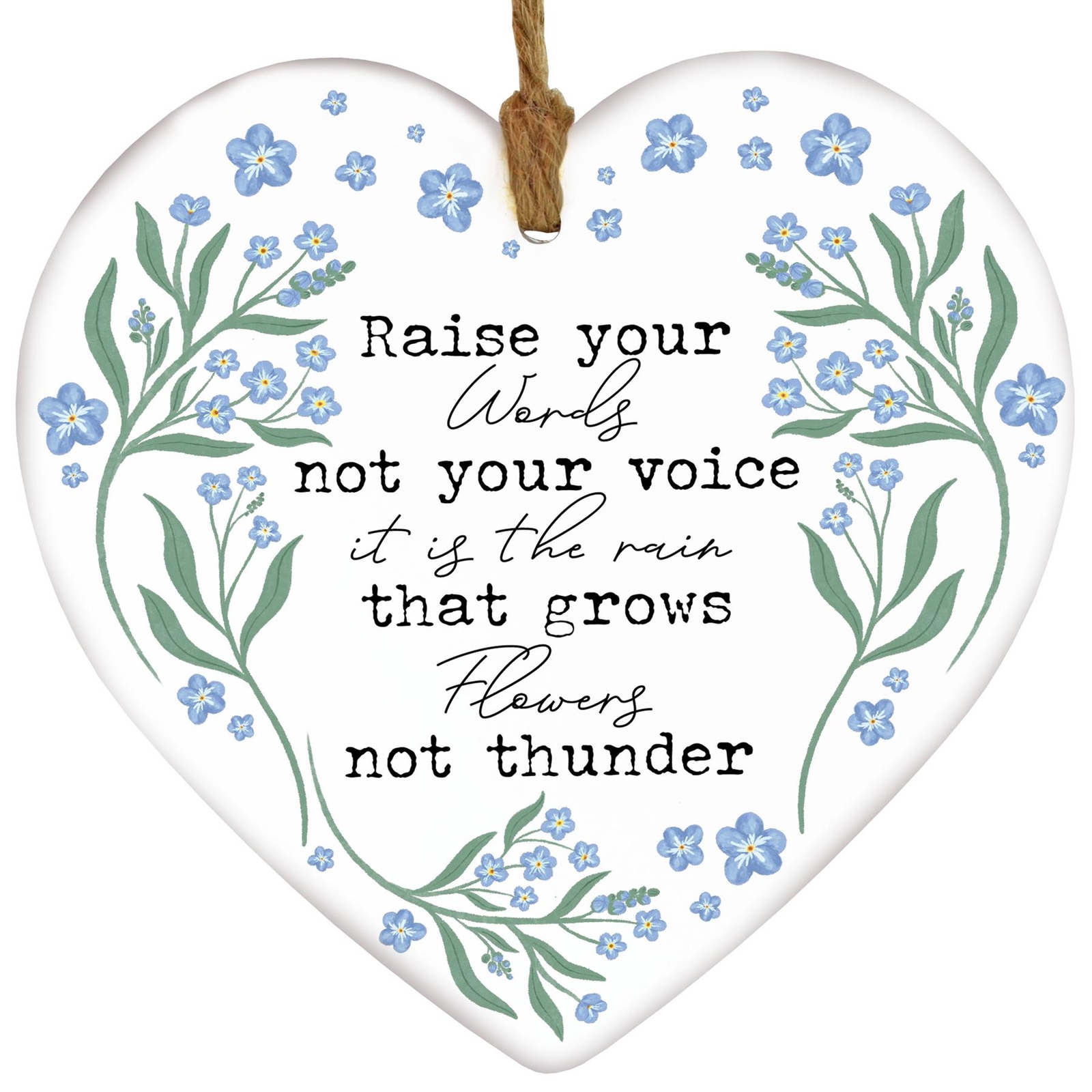 Grow Flowers Forget Me Nots Floral Design On Ceramic Heart Plaque