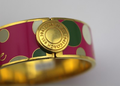 Coach Pink Gold Tone Enamel Signature \'C\' Bangle Bracelet COACH Gold-Tone Signature C Enamel Bangle Bracelet - Macy main image 4