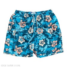 Trunks Hawaiian Floral Blue Swim Board Surf Pool Shorts 6  Inseam Size Large