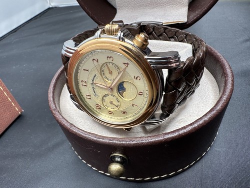 Tommy Bahama TB1065 Moon Phase Watch Brown Croco Woven Strap Pineapple - Picture 8 of 11