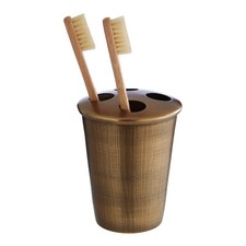 Madison Stainless Steel 4 Holes Bathroom Toothbrush Holder Brass Weave Design