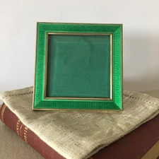 Cornice Portafoto 11x11cm 100gr Argento 800 Smalto Verde Greca Firenze anni 60