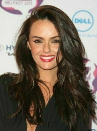 Dark Brown Full Bangs Long Wavy 100% Human Hair Women Capless Wig 24In Perücken - Picture 2 of 7