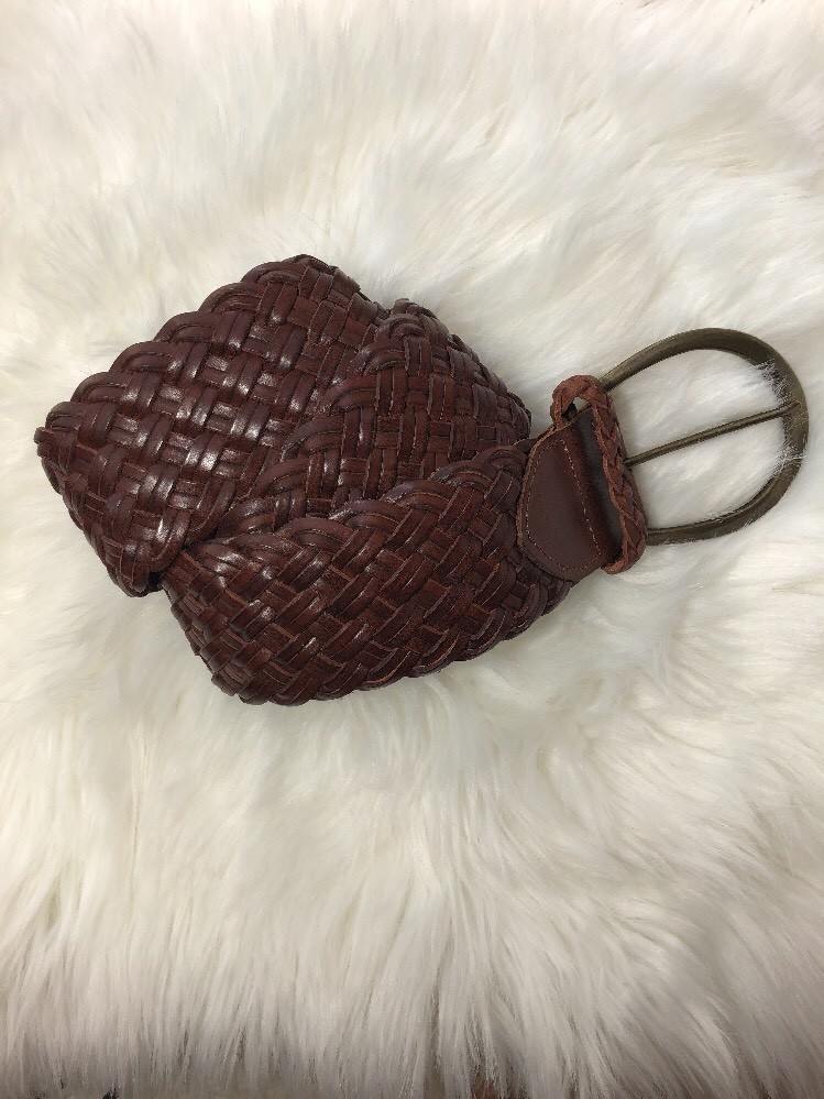 Express Womens Woven Leather Belt Wide Brown Braided Size  display picture 1