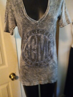 Vintage Affliction Live Fast Womens T-Shirt Large Gray/black/white/blue