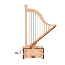 3D Wooden Puzzle Music Box Harp Hand Crank Music Box Teaser Education DIY Kits