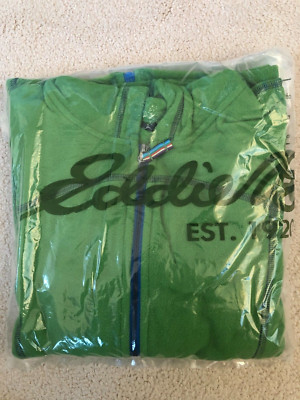 EDDIE BAUER Women's Bright Lime Fleece Hooded Zipper Front Jacket Size PL