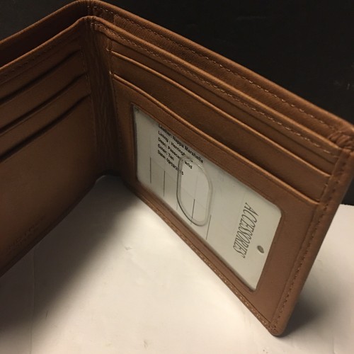 Roundtree &Yorke SlimBi-foldWalletTan BrownLeatherCreditCardPictureSlotNoBoxAsIs - Picture 7 of 16