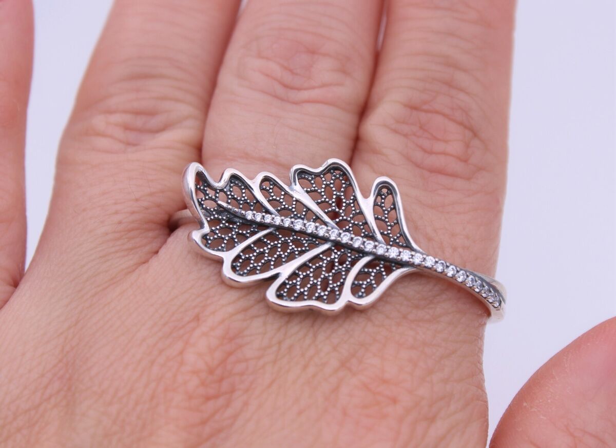 Size 6/52 NEW Authentic PANDORA Oak Leaf Double Silver Ring Size 6/52 NEW Authentic PANDORA Oak Leaf Double Silver Ring