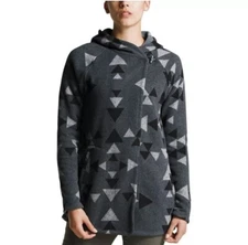 The North Face Jacket Crescent Fleece Hooded Wrap Toggle Sweater Coat Grey M