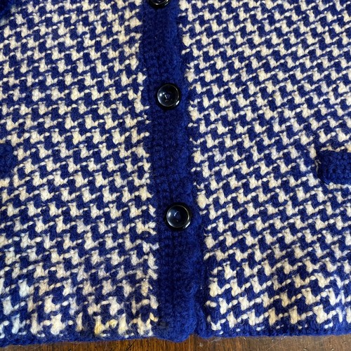 VTG Hand Knit Cardigan Sweater Womens S/M 36" Blue Button Down Preppy Academia - Picture 5 of 9