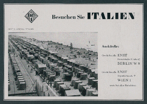Reklama ENIT Turystyka Podróż Berlin Grado Beach Mediterranean Adriatic Włochy 1941