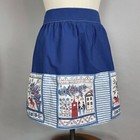 Vintage Apron Kitchen Tie Waist Hostess Illustrations Retro Blue Hostess Floral