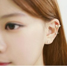 1 Pair 6Pieces Butterfly Pearl Rhinestone Ear Clip Hook Stud Earrings Gift P15