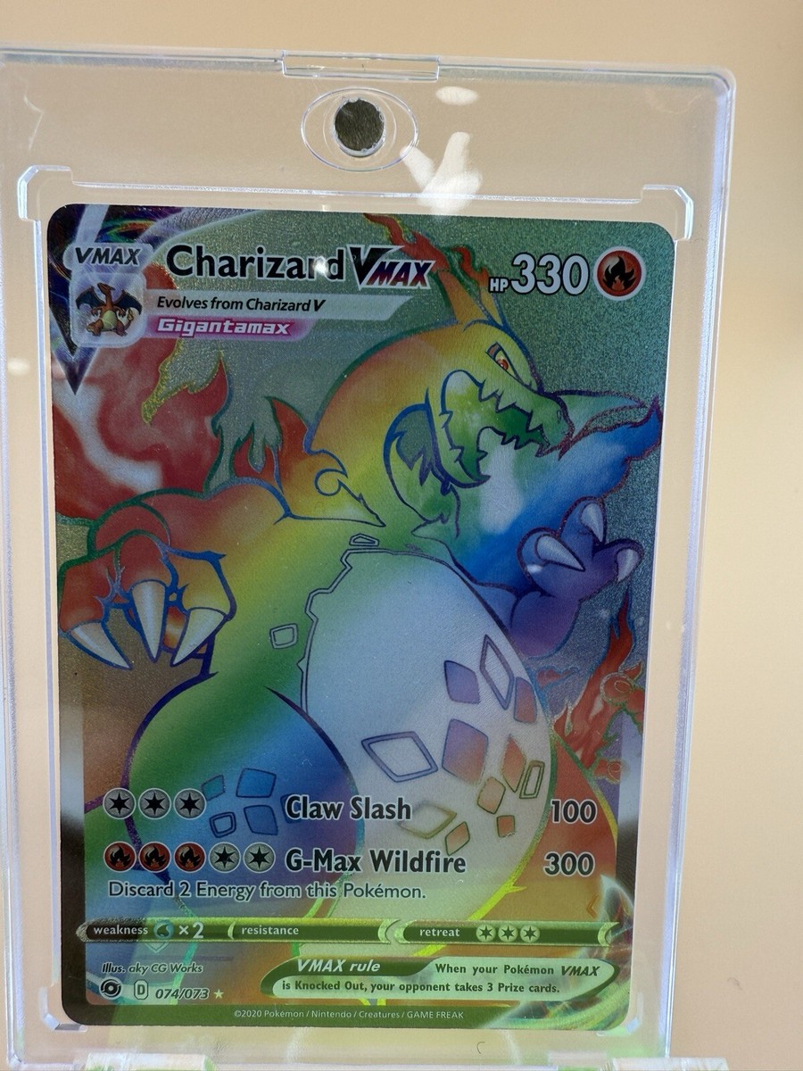 rainbow charizard vmax pokemon card Champion's Path Secret 074/073 PSA 9  TBC Games Shield era Champion's Path Rainbow  Charizard