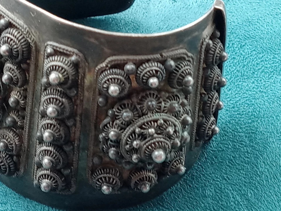 Brazalete antiguo de plata MOL masivo de las Indias Orientales: 115 gramos, brecha de 7,5" = 1,7" Foto 3 de 4