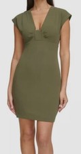 Guess Women's Green Olive Cap-Sleeve Bodycon Dress Size 8