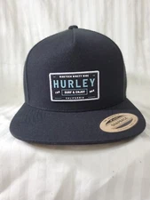 Hurley Men's Bixby Hat / Cap -Black-  Snapback OSFA Yupoong Classic