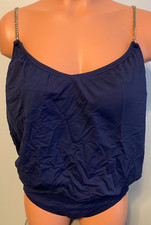 Vince Camuto One Piece Swimsuit Size 10 Collins Luxe Chain Strap NWTS 118 Blue