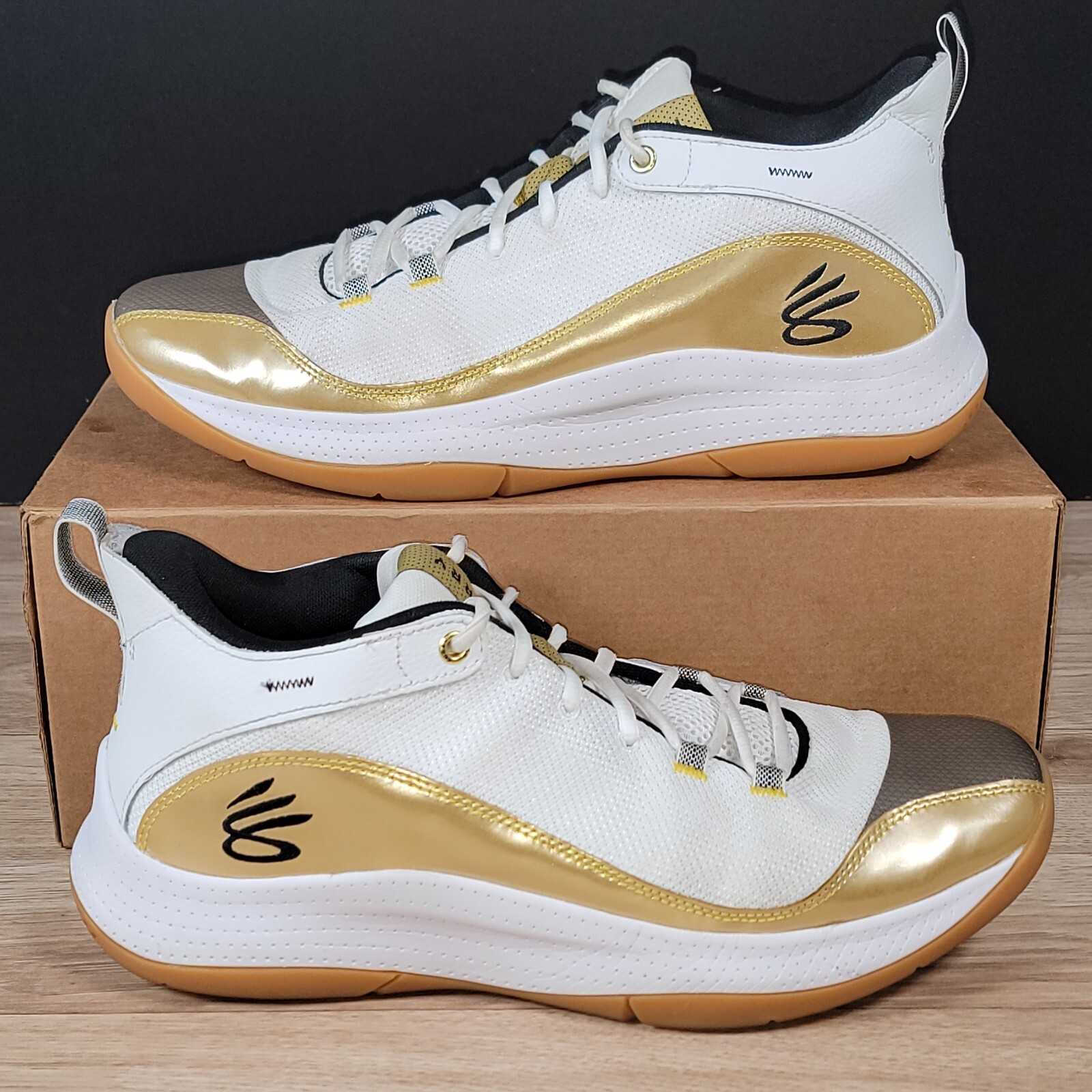 Under Armour Curry 3Z5 Basketball Shoes Men Sz 11.5 White Gold Black