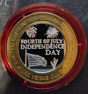 2006 LAS VEGAS CLUB $10 RED Cap Silver Strike .999 4th July Indep
