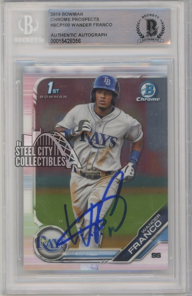 Wander Franco Autographed Signed 2019 Bowman Chrome Card #BCP-100 BAS 
