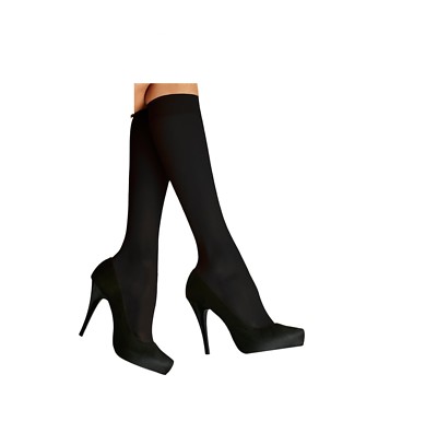 Mytoptrendz Women  Knee Highs 40 Den Soft Semi Opaque Trouser Socks BLACK 2 Pair