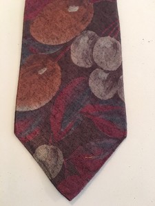 Pierre-Cardin-Maroon-Gray-Fruit-Geometric-Short-Classic-Silk-Mens-Neck-Tie