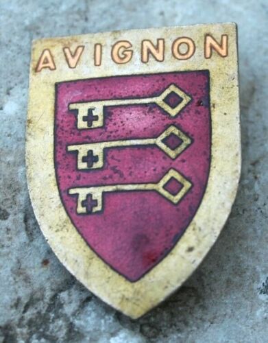 ancienne et belle broche émaillée Avignon cité des papes