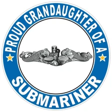 Proud Granddaughter of a Submariner Silver Dolphin Round Bumper Sticker Decal 5"