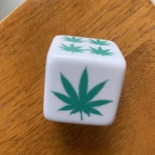 420 Marijuana Hemp Weed 1” Dice die - White w/ Green emblems a6