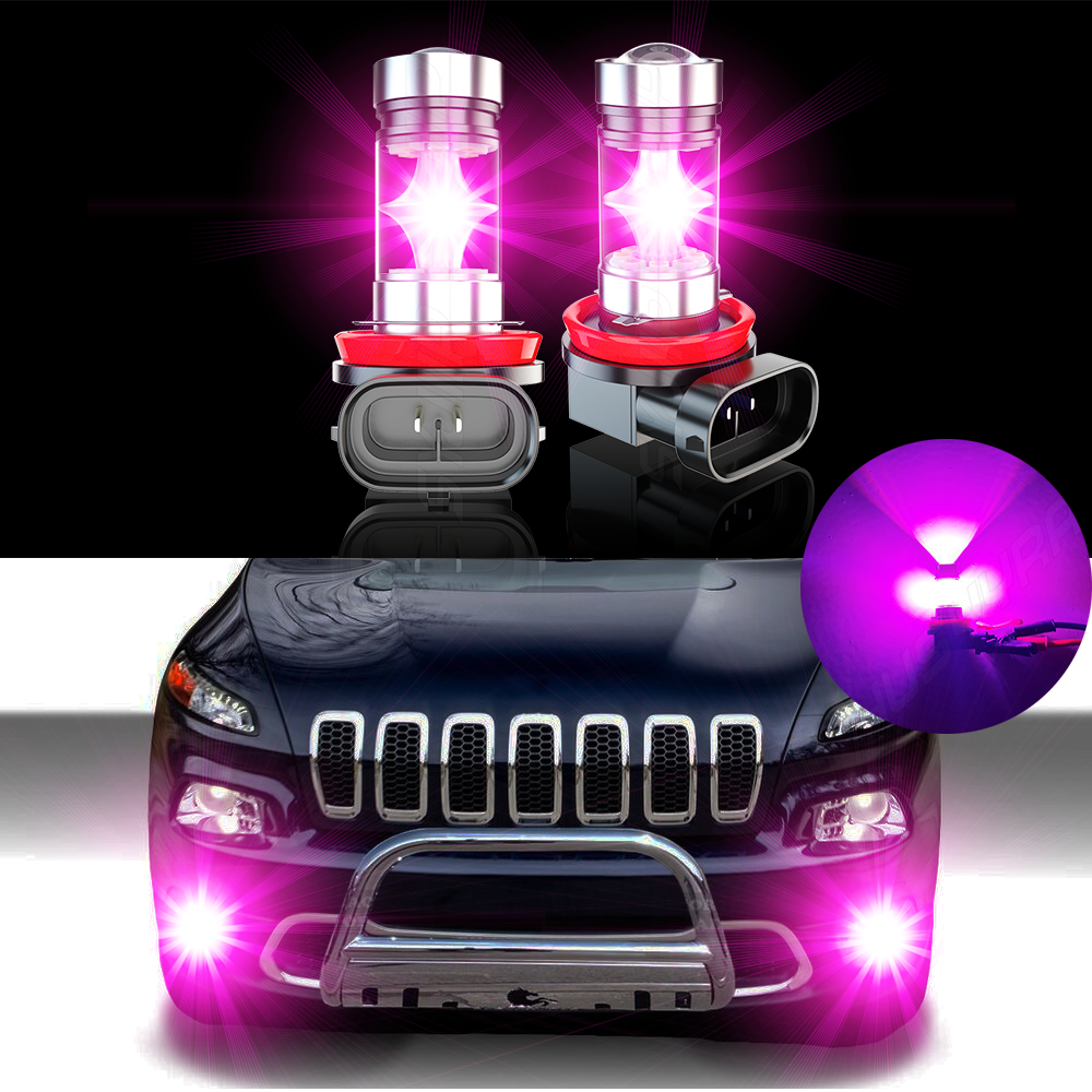 LED H8 H11 H16 シリーズ9 パープルピンク　ワンオフ 2pcs Pink Purple H11 H8 Fog Lights LED Bulbs For Jeep Grand