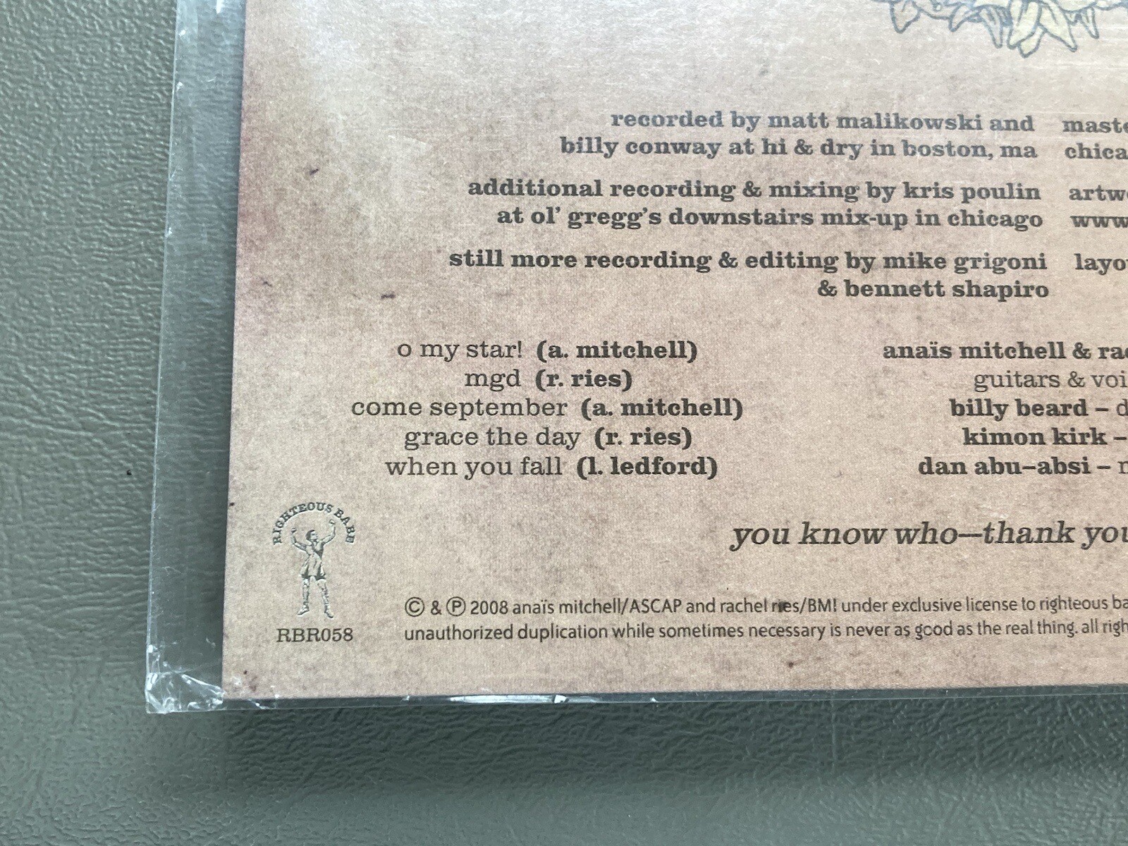 Rare! 2008 Anais Mitchell & Rachel Ries Country EP 7