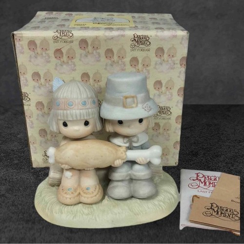 Vtg 1986 Enesco Precious Moments Brotherly Love Figurine 100544 Thanksgiving box - Picture 12 of 12