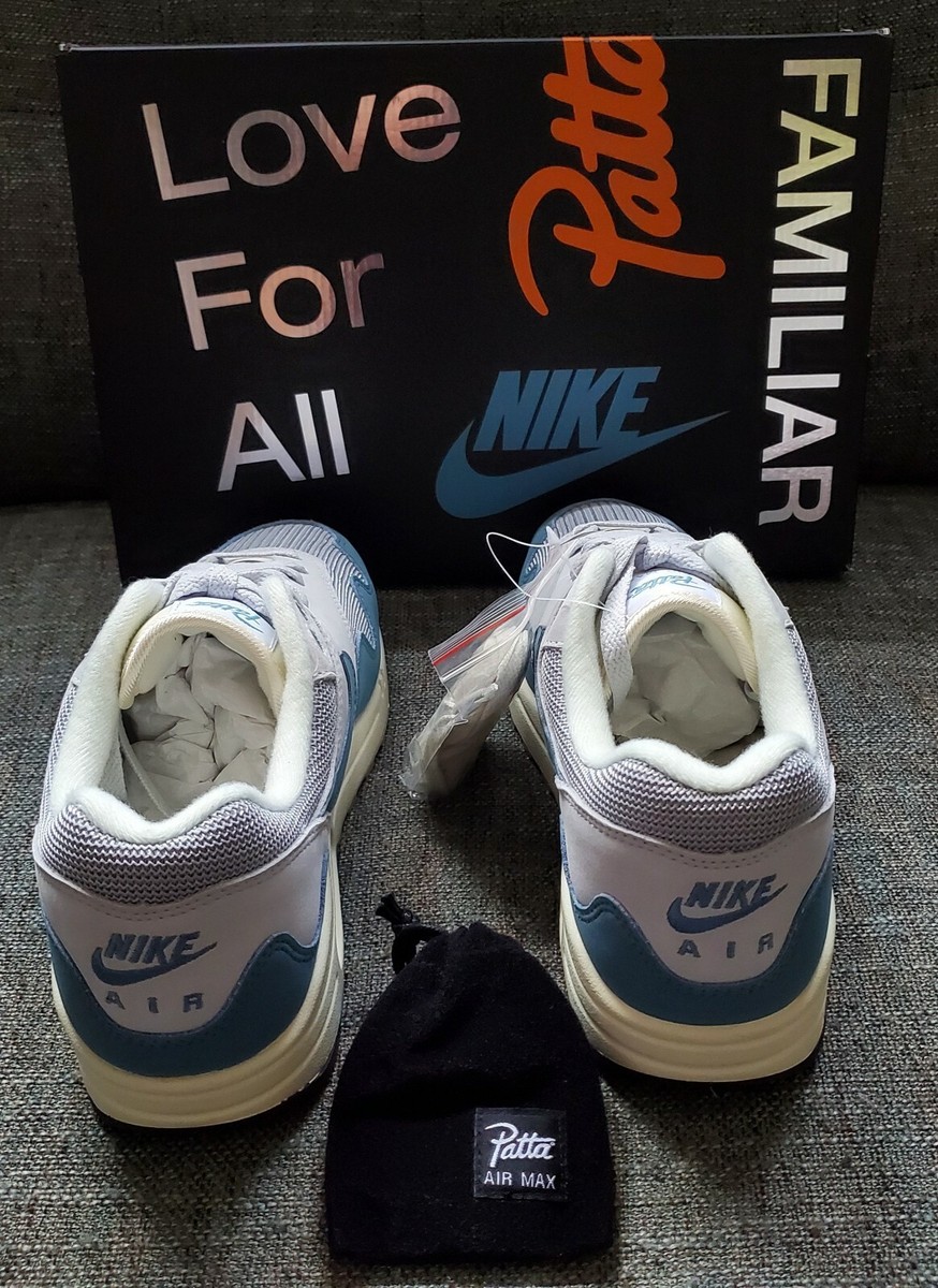 Nike Air Max 1 x Patta Special Box Aqua Noise 2021 US Size 10.0